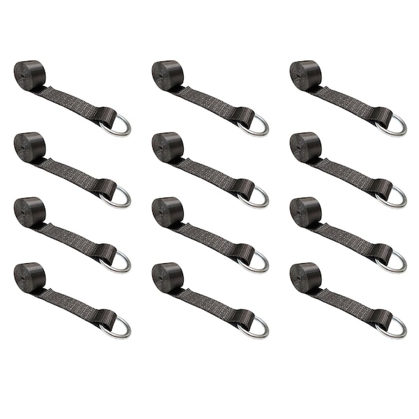 2" x 10' Lasso Strap w/ O Ring Auto Tie Down Wheel Lift Tow Truck Trailer, 12PK